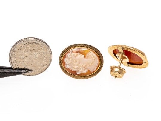 14K Classic Opposing Cameo Earrings