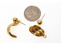 18K Yellow Gold Classic Ball Earrings, With Ribbed Twisted Earrings Jackets