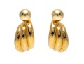 18K Yellow Gold Classic Ball Earrings, With Ribbed Twisted Earrings Jackets