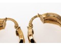 14k Yellow Gold Fun Wavy Hoop Earrings, Decorated With White Gold Screw Heads