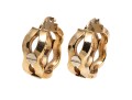 14k Yellow Gold Fun Wavy Hoop Earrings, Decorated With White Gold Screw Heads