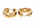 14k Yellow Gold Fun Wavy Hoop Earrings, Decorated With White Gold Screw Heads