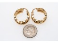 14k Yellow Gold Fun Wavy Hoop Earrings, Decorated With White Gold Screw Heads
