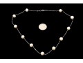 14k White Gold Delicate Cultured Freshwater Pearl Tin Cup Style Necklace