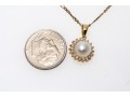 14K Pearl And Diamond Pendant Necklace