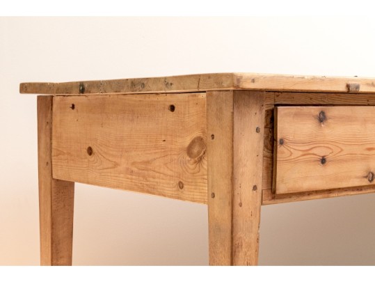 Charming Provincial Pine Table With Two Drawers 