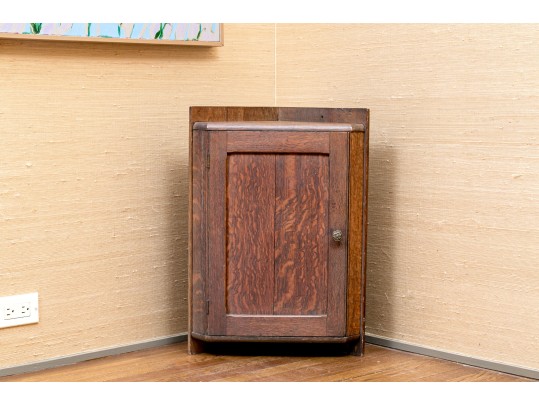 Diminutive Antique Oak Corner Cabinet