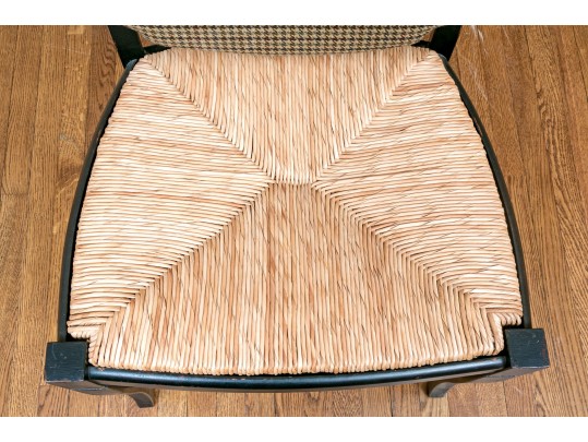 Set Of 8 B & D Rush Seat Country French Dining Chairs With RL Fabric Seat Cushions