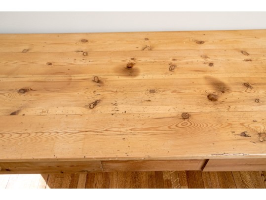 Charming Provincial Pine Table With Two Drawers 