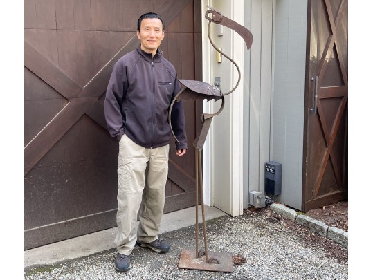 Bill Heise (American, 1942 - 2011) Vintage Found Metal Flamingo Sculpture