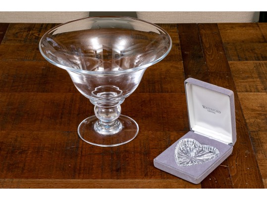 Simon Pearce Crystal Footed Bowl With Waterford Crystal Ring Dish