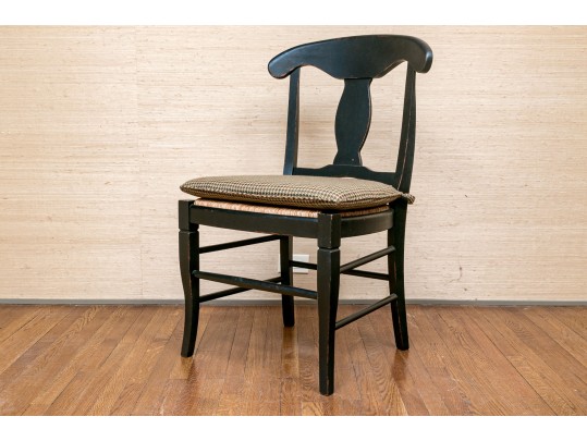 Set Of 8 B & D Rush Seat Country French Dining Chairs With RL Fabric Seat Cushions