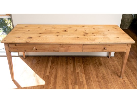 Charming Provincial Pine Table With Two Drawers 