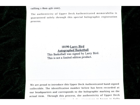 Signed Larry Bird Spaulding Game Sized Basketball