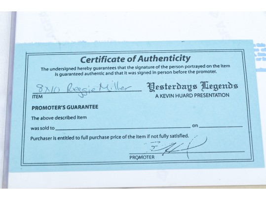 Autographed Reggie Miller Photograph