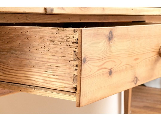 Charming Provincial Pine Table With Two Drawers 