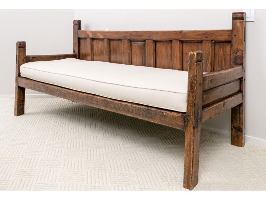 Vintage Spanish Style Bench With Seat Cushion