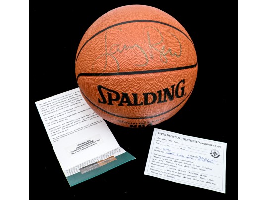 Signed Larry Bird Spaulding Game Sized Basketball