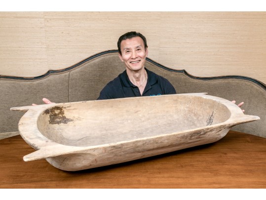 Semi-Antique Carved Wooden Trencher Bowl