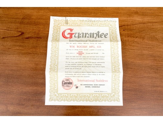 Wm. Rogers MFG. Co. Solid Stainless Steel Flatware Service, With Case