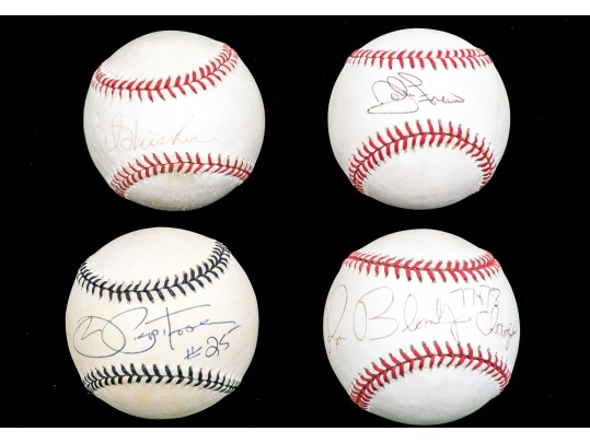Grouping Of 4 MLB Autographed Baseballs, By Multiple Players
