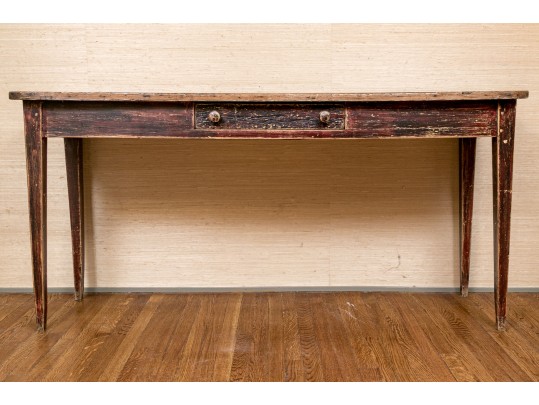 Vintage Oak Single Drawer Console Table