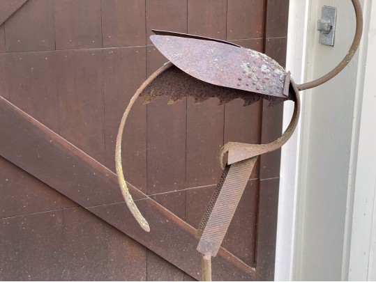 Bill Heise (American, 1942 - 2011) Vintage Found Metal Flamingo Sculpture