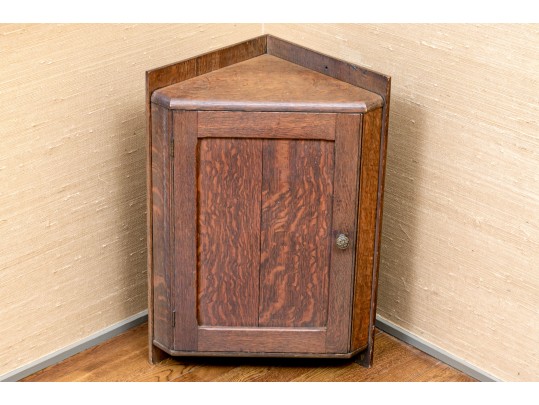Diminutive Antique Oak Corner Cabinet