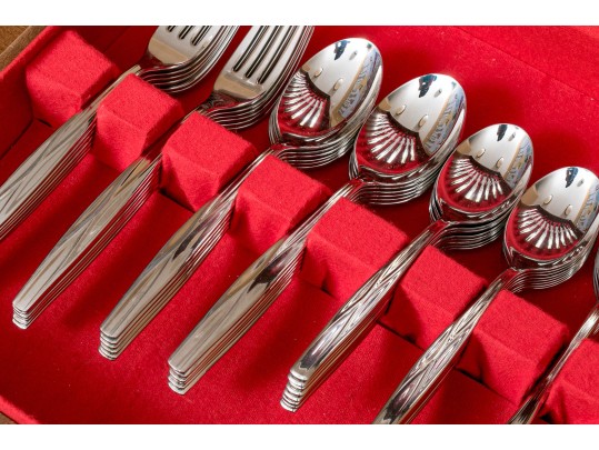 Wm. Rogers MFG. Co. Solid Stainless Steel Flatware Service, With Case