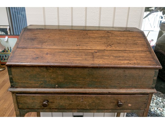 Vintage Slant Top Tall Writing Desk, For Restoration