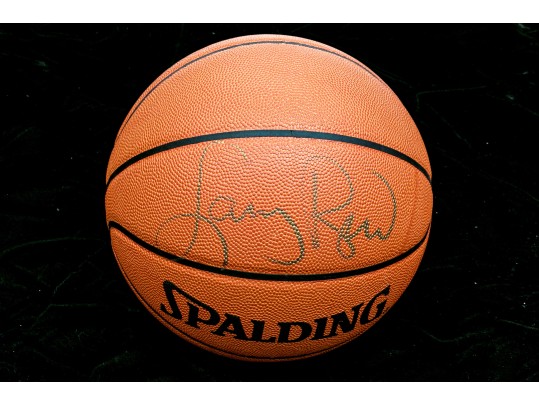 Signed Larry Bird Spaulding Game Sized Basketball