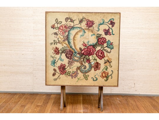 Antique Hand Painted Folding Games Table