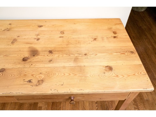 Charming Provincial Pine Table With Two Drawers 