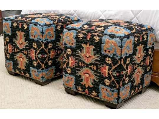 Pair Of Quailty, KILIM Upholstered Ottomans