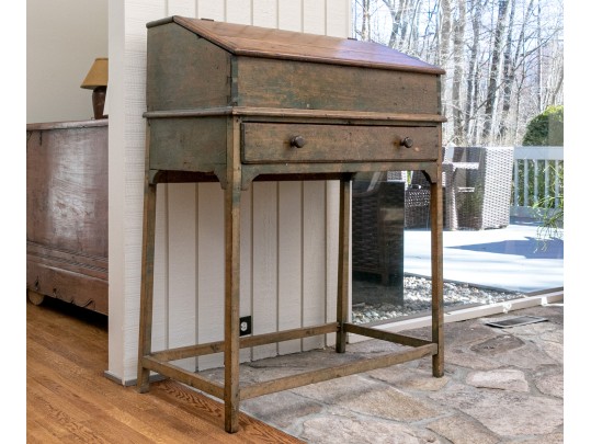 Vintage Slant Top Tall Writing Desk, For Restoration