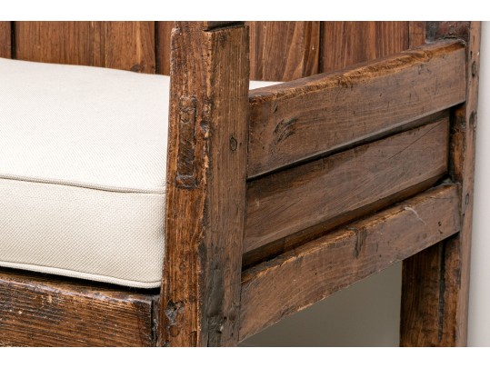 Vintage Spanish Style Bench With Seat Cushion