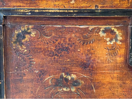 Asian Hand Painted And Carved Wooden Storage Chest