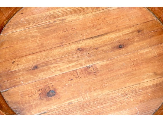 Massive Semi Antique Brass Bound Wooden Basin