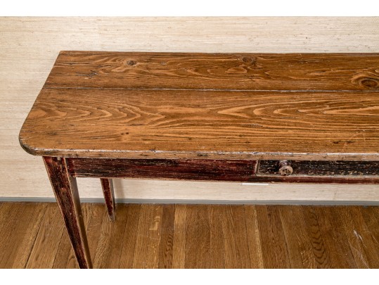 Vintage Oak Single Drawer Console Table