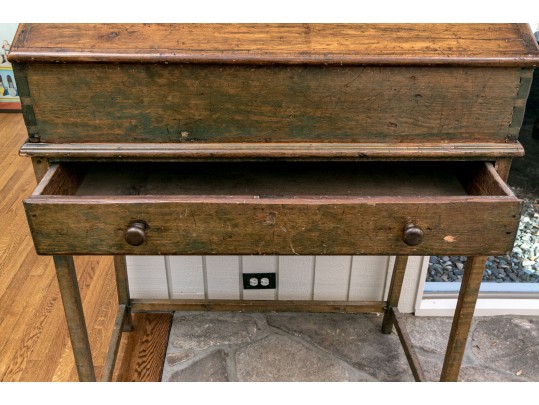 Vintage Slant Top Tall Writing Desk, For Restoration