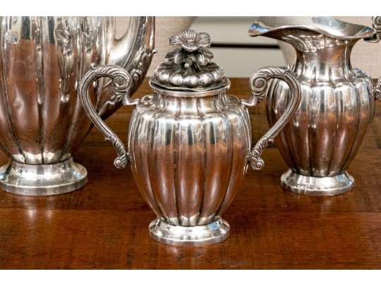 Vintage Three Piece Mexican Sterling Silver Tea Set, 60.72 OZT