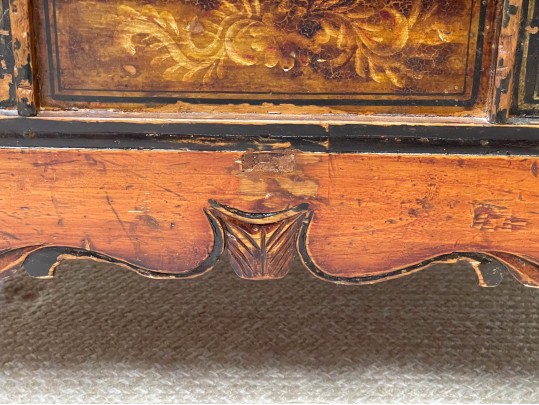Asian Hand Painted And Carved Wooden Storage Chest