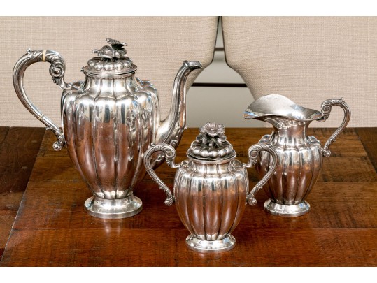 Vintage Three Piece Mexican Sterling Silver Tea Set, 60.72 OZT