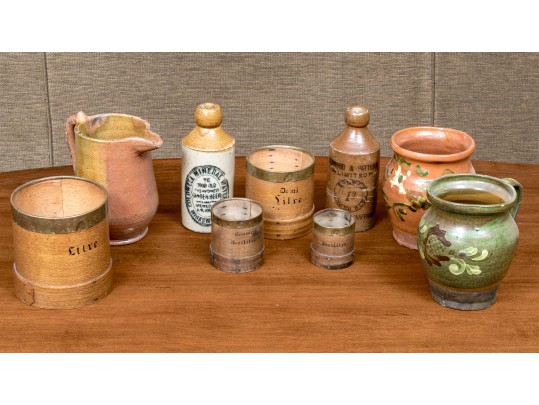 Decorative Semi Antique Collection Of 9 Mixed Media Table Wares