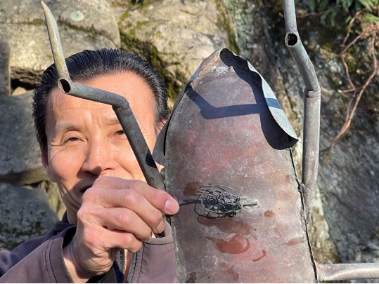 Playful Artisanal Outdoor Cricket Sculpture