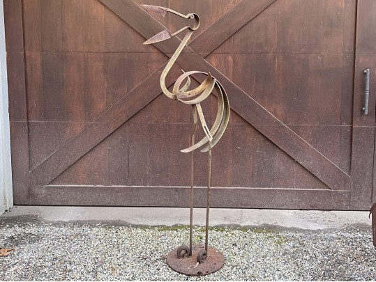 Bill Heise (American, 1942 - 2011) Vintage Found Metal Flamingo Sculpture