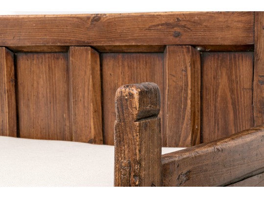 Vintage Spanish Style Bench With Seat Cushion