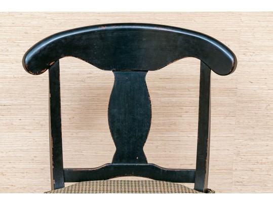 Set Of 8 B & D Rush Seat Country French Dining Chairs With RL Fabric Seat Cushions