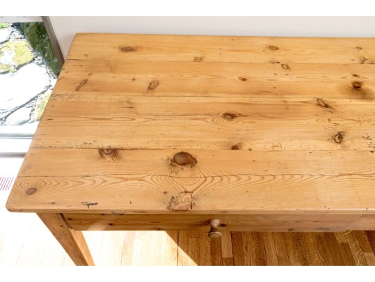 Charming Provincial Pine Table With Two Drawers 
