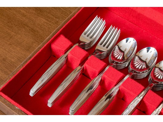 Wm. Rogers MFG. Co. Solid Stainless Steel Flatware Service, With Case
